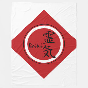 Symbol / Sign REIKI red black + your background Fleece Blanket