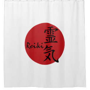 Symbol / Sign REIKI red + your backgr. & ideas Shower Curtain