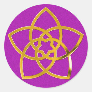 Symbol Venus Flower / GOLD   magenta splatter Classic Round Sticker