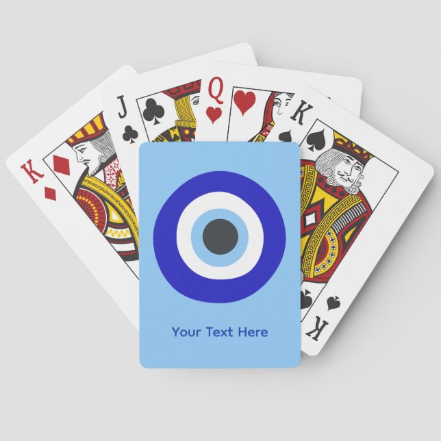 Symbolic Blue Evil Eye Good Luck Amulet Custom Playing Cards (Back)