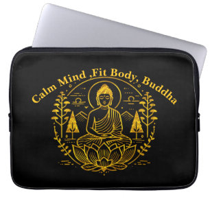 Symbolic Buddha Surrounded by Nature Elements Laptop Sleeve