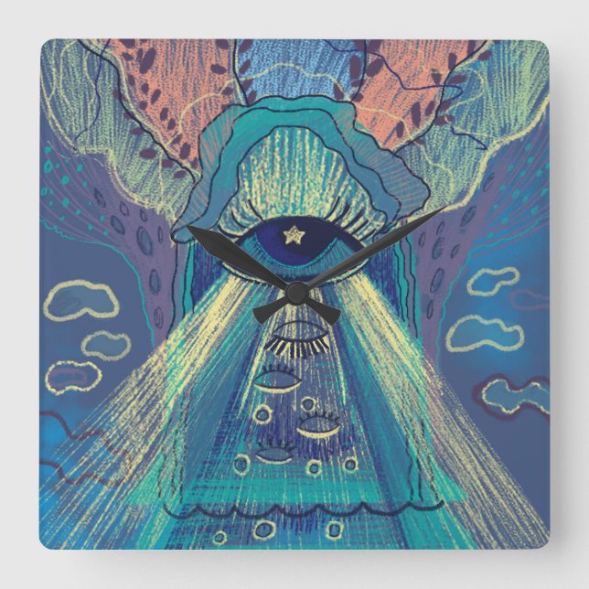 symbolic  graphic  square wall clock (Front)