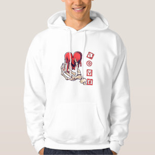 Symbolic Love Skeleton Hand Offering Heart Hoodie