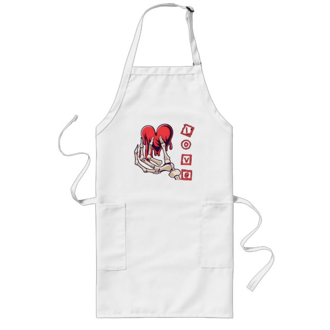 Symbolic Love Skeleton Hand Offering Heart Long Apron (Front)