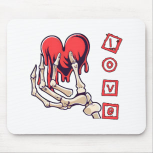 Symbolic Love Skeleton Hand Offering Heart Mouse Pad