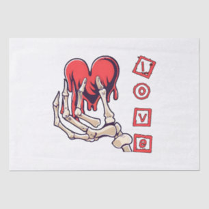 Symbolic Love Skeleton Hand Offering Heart Tissue Paper