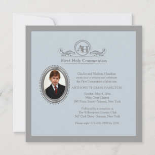 Symbolic Monogram Religious Photo Invitation