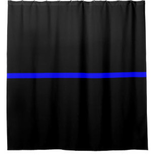 Symbolic Thin Blue Line graphic design on Shower Curtain