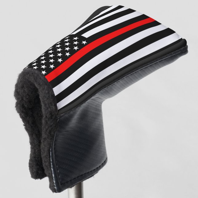 Symbolic Thin Red Line US Flag graphic design on Golf Head Cover (3/4 Front)
