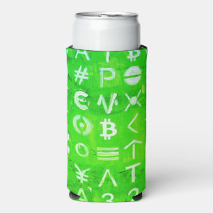 Symbols of Bitcoin (Bright Profit Green - 4) Seltzer Can Cooler