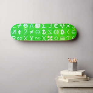 Symbols of Bitcoin (Bright Profit Green - 4) Skateboard