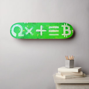 Symbols of Bitcoin (Bright Profit Green - 5) Skateboard
