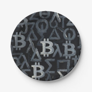 Symbols of Bitcoin (Style: 12) Paper Plate