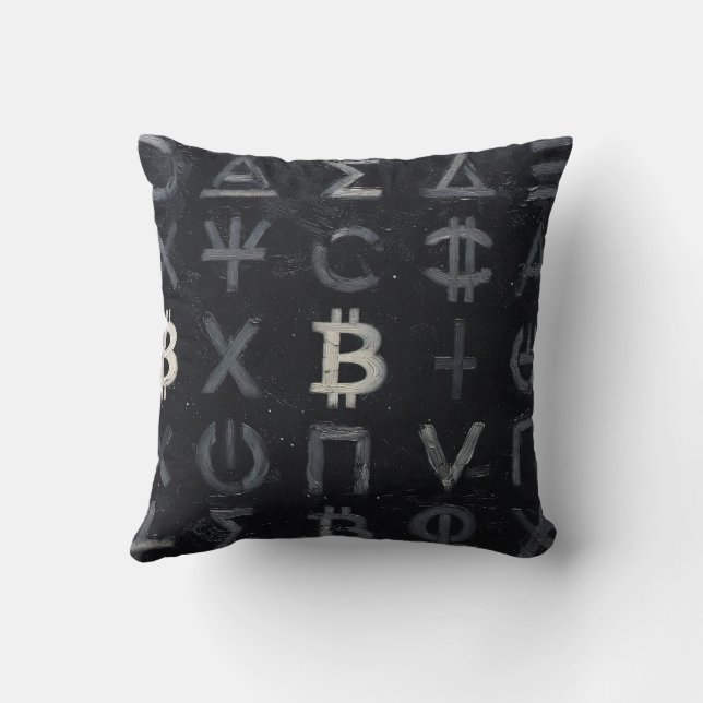 Symbols of Bitcoin (Style: E) Cushion (Back)