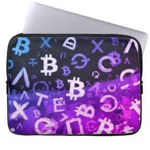 Symbols of Bitcoin (Style: Miami Purple - 10) Laptop Sleeve