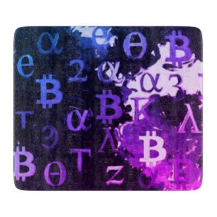 Symbols of Bitcoin (Style: Miami Purple - 11) Cutting Board
