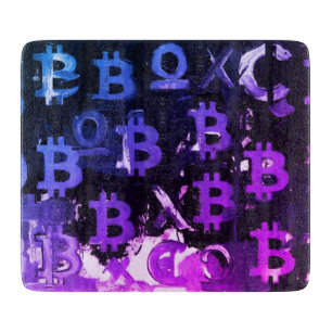 Symbols of Bitcoin (Style: Miami Purple - 15) Cutting Board