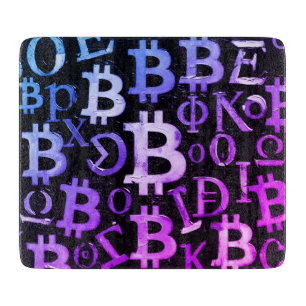 Symbols of Bitcoin (Style: Miami Purple - 1) Cutting Board