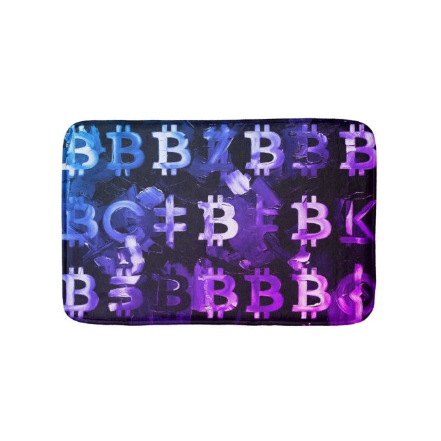 Symbols of Bitcoin (Style: Miami Purple - 2) Bath Mat (Front)