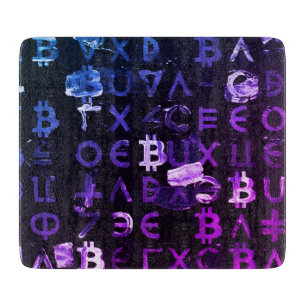 Symbols of Bitcoin (Style: Miami Purple - 4) Cutting Board