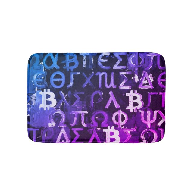 Symbols of Bitcoin (Style: Miami Purple - 5) Bath Mat (Front)