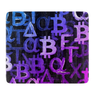 Symbols of Bitcoin (Style: Miami Purple - 6) Cutting Board