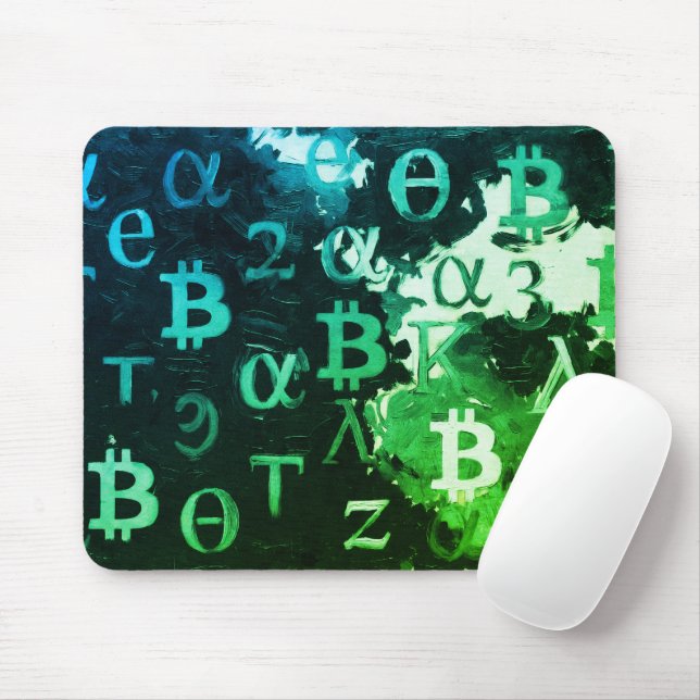 Symbols of Bitcoin (Style: Profit Green - 11) Mouse Pad (With Mouse)