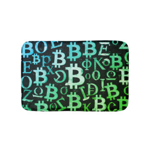 Symbols of Bitcoin (Style: Profit Green - 1) Bath Mat