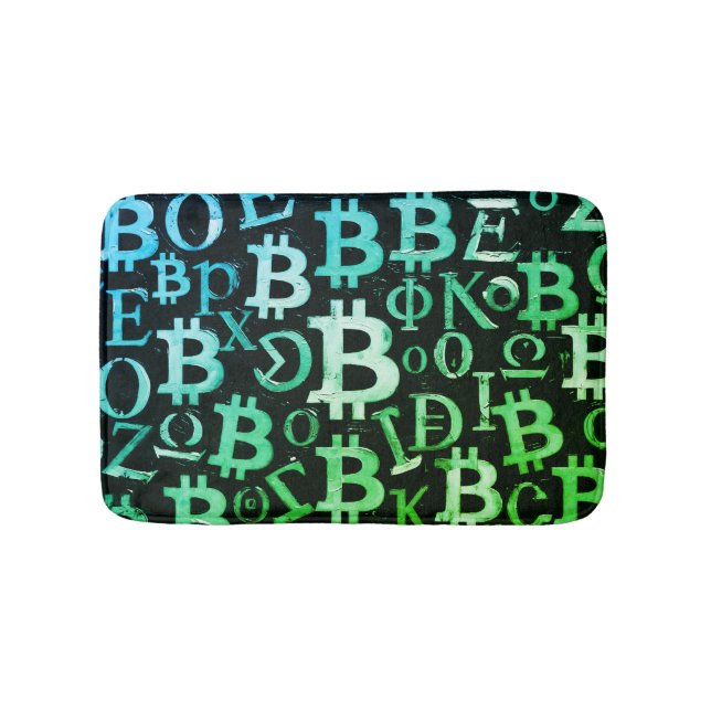 Symbols of Bitcoin (Style: Profit Green - 1) Bath Mat (Front)