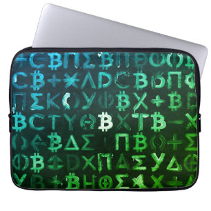 Symbols of Bitcoin (Style: Profit Green - 9) Laptop Sleeve