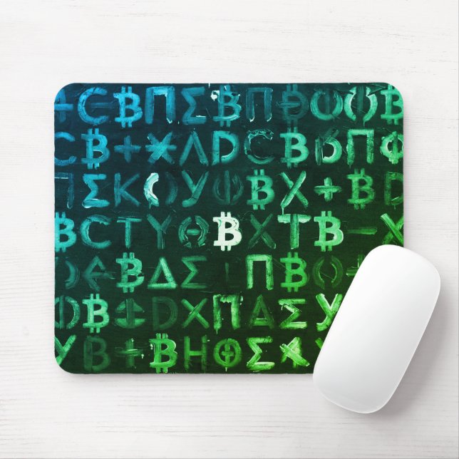 Symbols of Bitcoin (Style: Profit Green - 9) Mouse Pad (With Mouse)