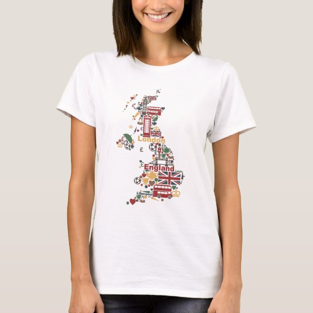 Symbols of England Map T-Shirt (Front)