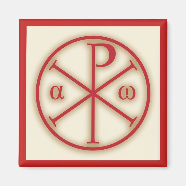 Symbols of Jesus Christ: Chi-Rho, Alpha and Omega Magnet (Front)