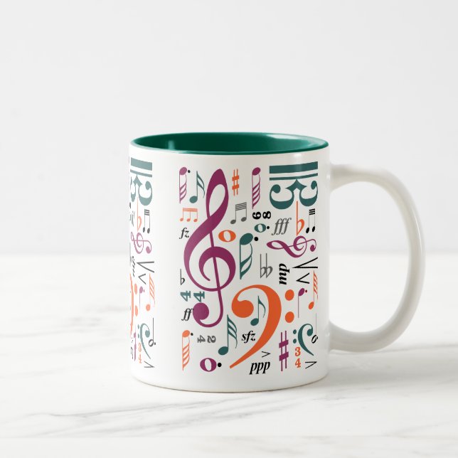 Symbols of Music Two-Tone Coffee Mug (Right)
