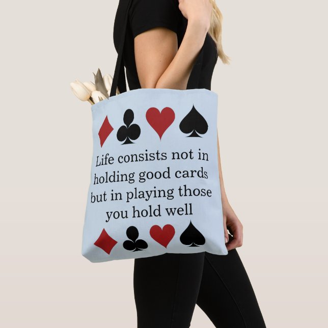 Symbols of Playing Cards with Quote Tote Bag (Close Up)