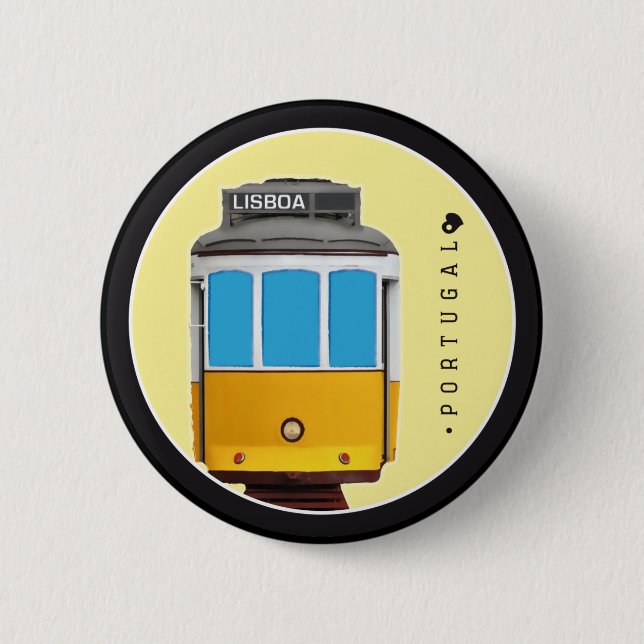Symbols of Portugal - Lisbon Tramway 6 Cm Round Badge (Front)
