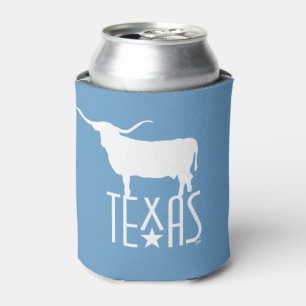 Symbols of Texas, Longhorn, blue Can Cooler