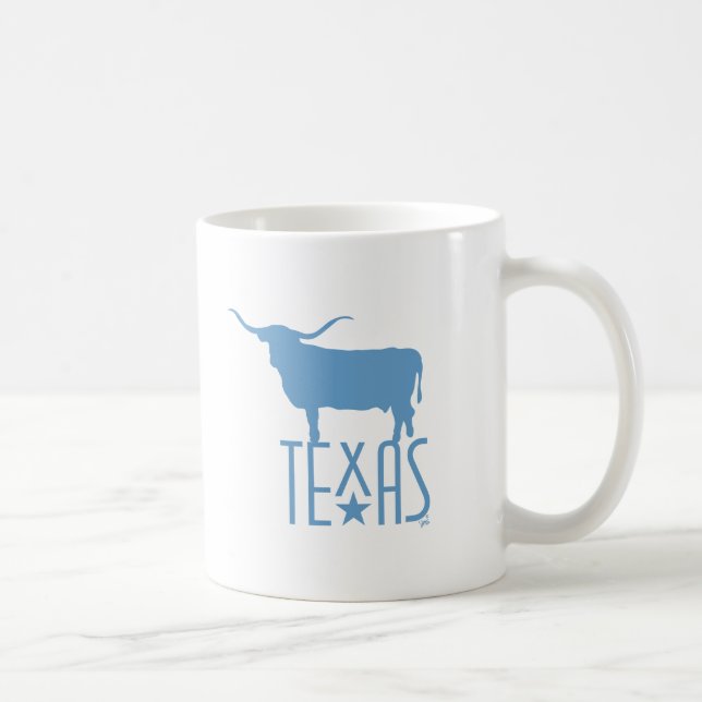 Symbols of Texas, Longhorn, blue Coffee Mug (Right)