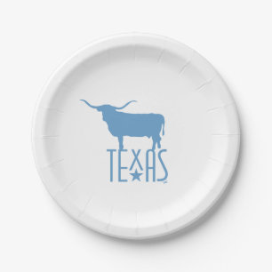 Symbols of Texas, Longhorn, blue Paper Plate