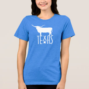 Symbols of Texas, Longhorn, blue Tri-Blend Shirt
