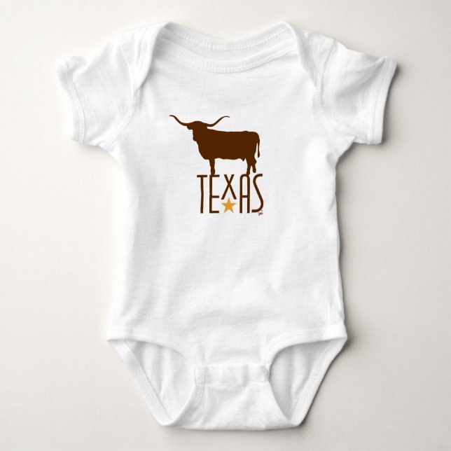 Symbols of Texas, Longhorn, brown Baby Bodysuit (Front)