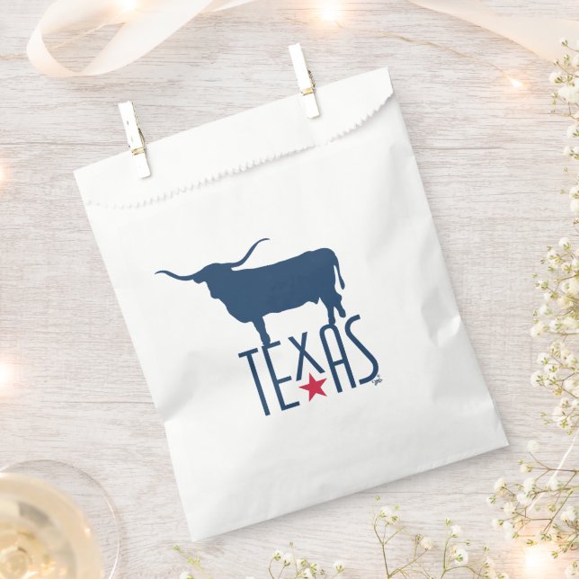 Symbols of Texas, Longhorn, navy Favour Bags (Clipped)