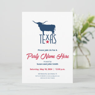 Symbols of Texas, Longhorn, navy Invitation