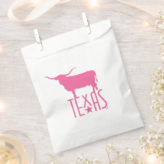 Symbols of Texas, Longhorn, pink Favour Bags (Clipped)