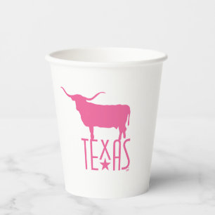 Symbols of Texas, Longhorn, pink Paper Cups