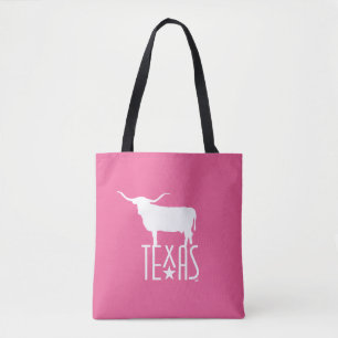 Symbols of Texas, Longhorn, pink Tote Bag