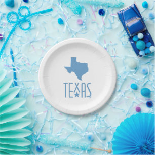 Symbols of Texas, state of Texas, blue Paper Plate