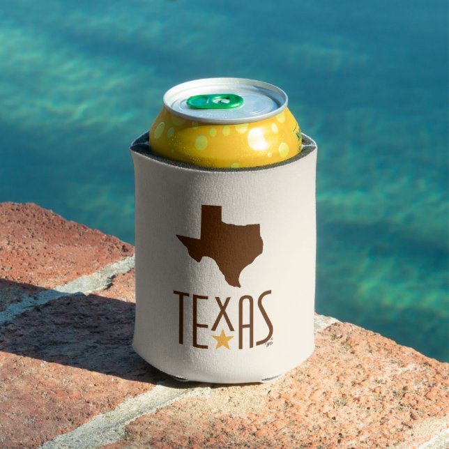 Symbols of Texas, State of Texas, brown Can Cooler (In Situ Pool)