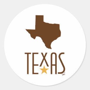 Symbols of Texas, State of Texas, brown Classic Round Sticker