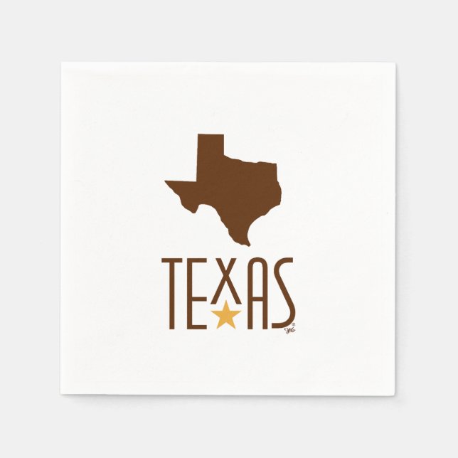 Symbols of Texas, State of Texas, brown Napkin (Front)